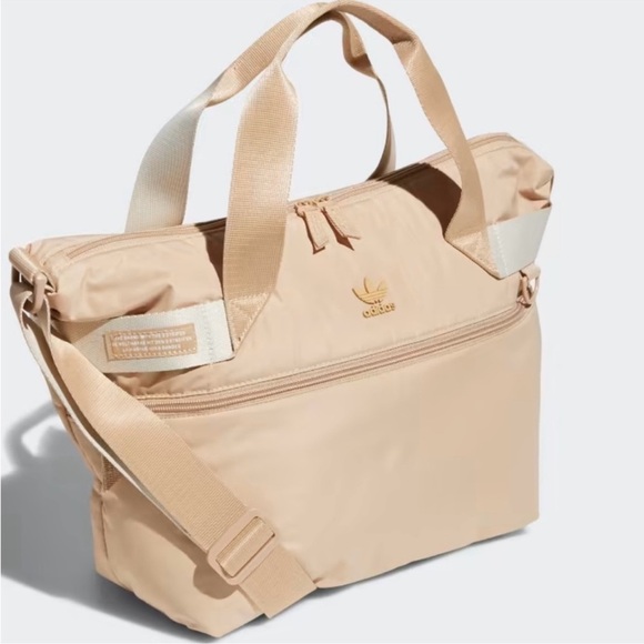 Adidas Puffer Shopper Tote in Beige and Tan - Picture 1 of 11